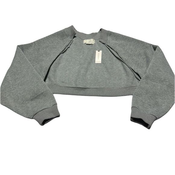 Anthropologie Sweatshirt Shrug Cotton Gray Crop Cardigan OS One Size NWT - Picture 1 of 9